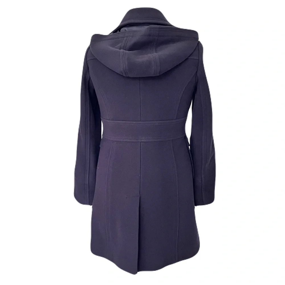 J. Crew Navy Wool Blend Toggle Hooded Coat, Size 6